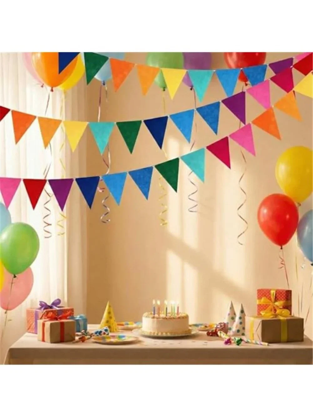 Rainbow Pennant Banner Flags Garland Birthday Party Carnival Decoration 6 Pack